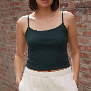 Brandy Melville Belle skylar Ruffle trim tank top - dark green